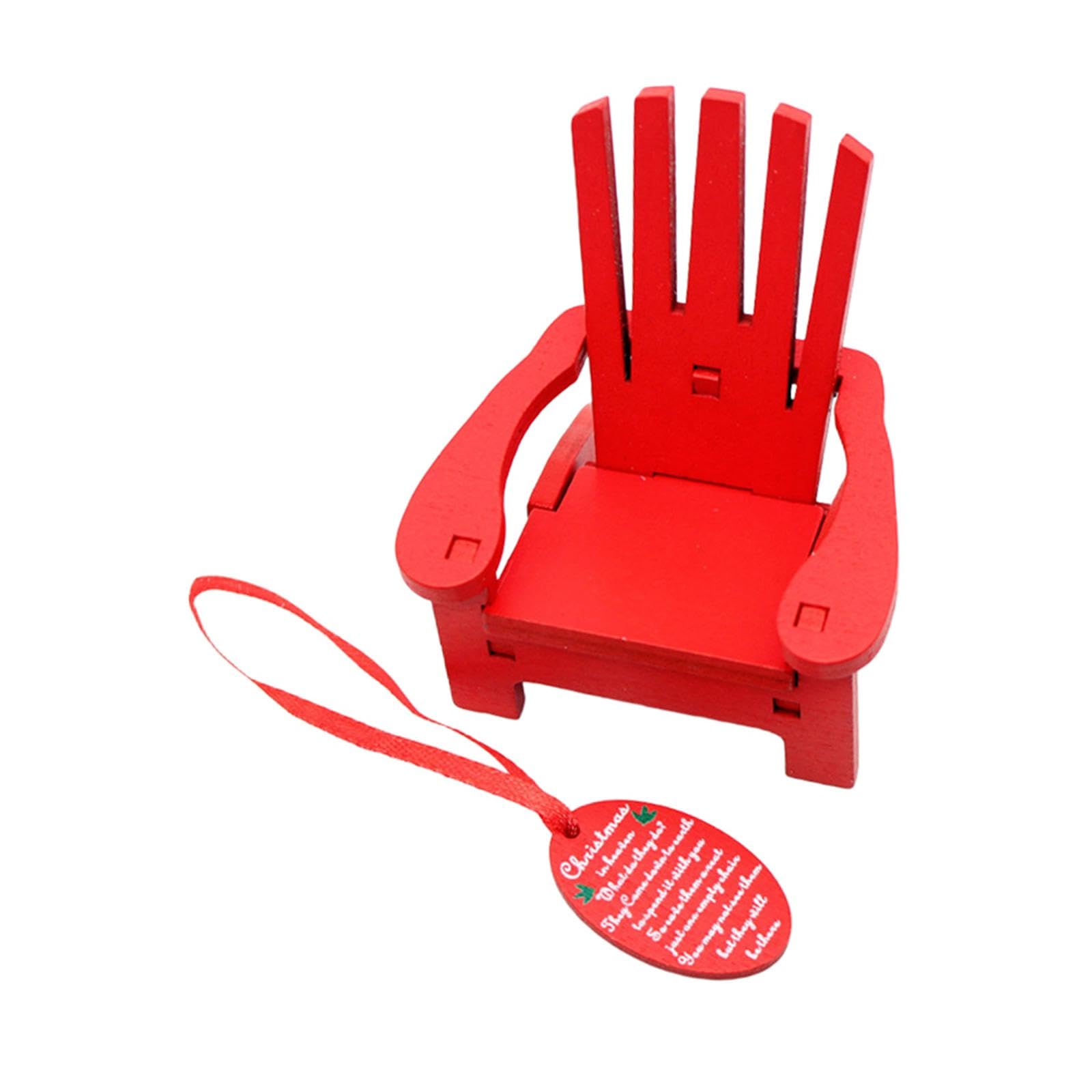 Miniature Rocking Chair Wooden Ornament Pendant Festive Scenes Photo Props Craft Christmas Decoration Miniature Beach Chair, Red