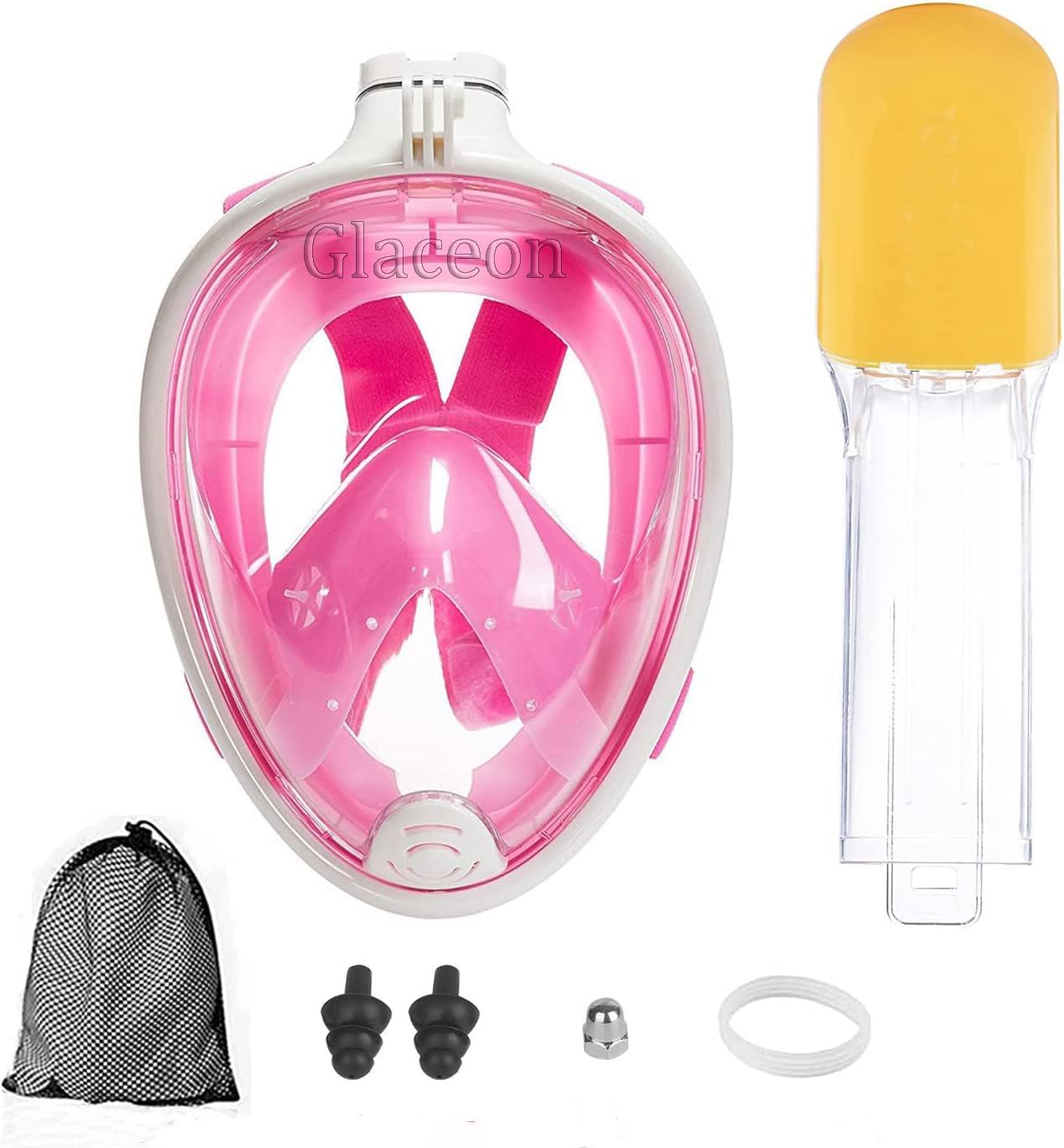 Olpad Snorkel/Diving/Scuba Mask Combo/Set/Gear, with Tempered Glass Anti-Fog Lens, for Snorkeling, Swimming and Scuba/Surface Diving (Pink (L/XL)) 2