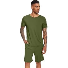 WiWi Mens Pajamas Set Soft Short Sleeve Pj Sleepwear Top and Shorts Pajama Sets Loungewear-Viscose from Bamboo S-3X