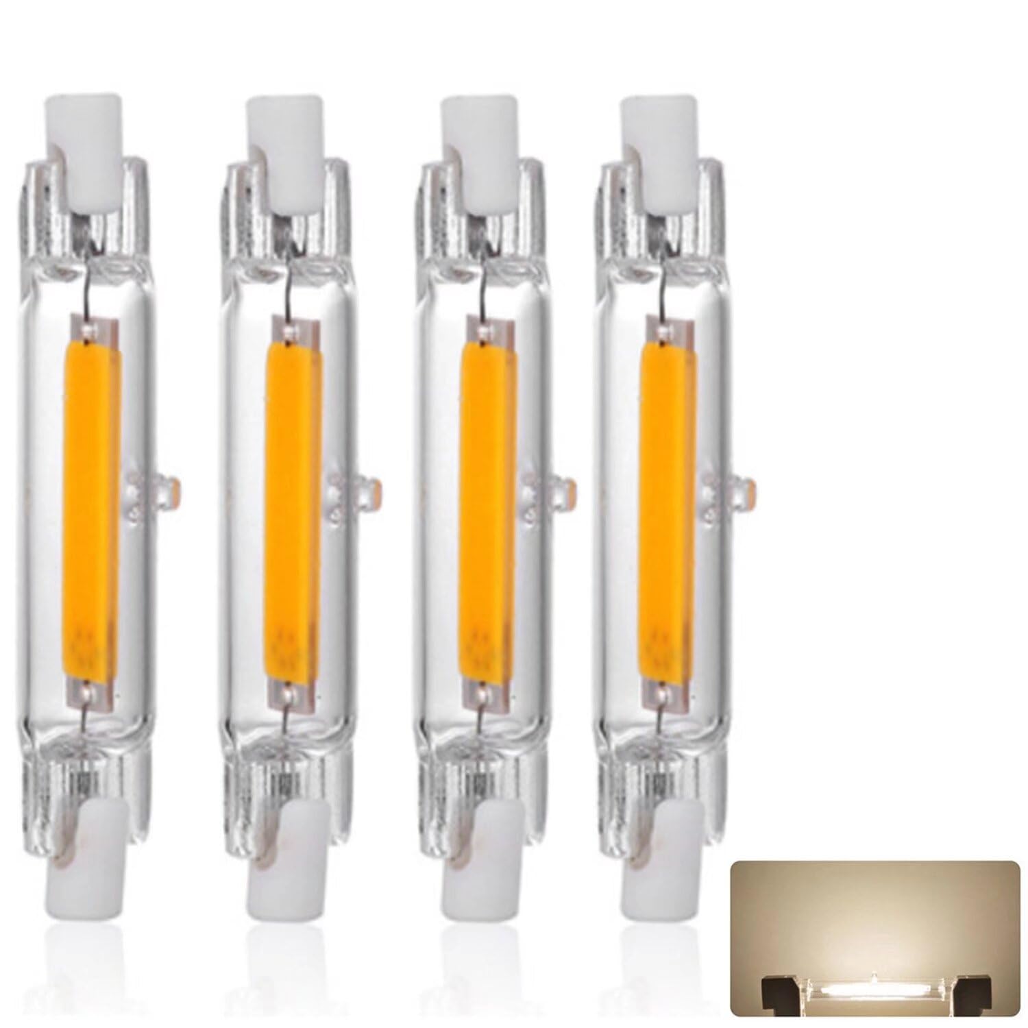 R7S LED Bulb 78mm Dimmable, LED R7S 78mm 15W Light Bulb, Equivalent J78 150W Halogen, 1500LM, Natural White 4000K, R7S COB Double Ended Reflector Linear Lamp for Ceiling Wall Lamp, 4 Pack — image 1