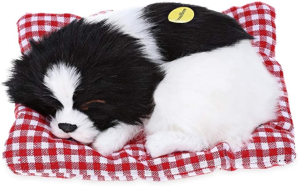 A-Parts Muñeca de perro de simulación, bonito juguete de peluche con sonido, decoración de animales lindos perros durmiendo con alfombrilla de