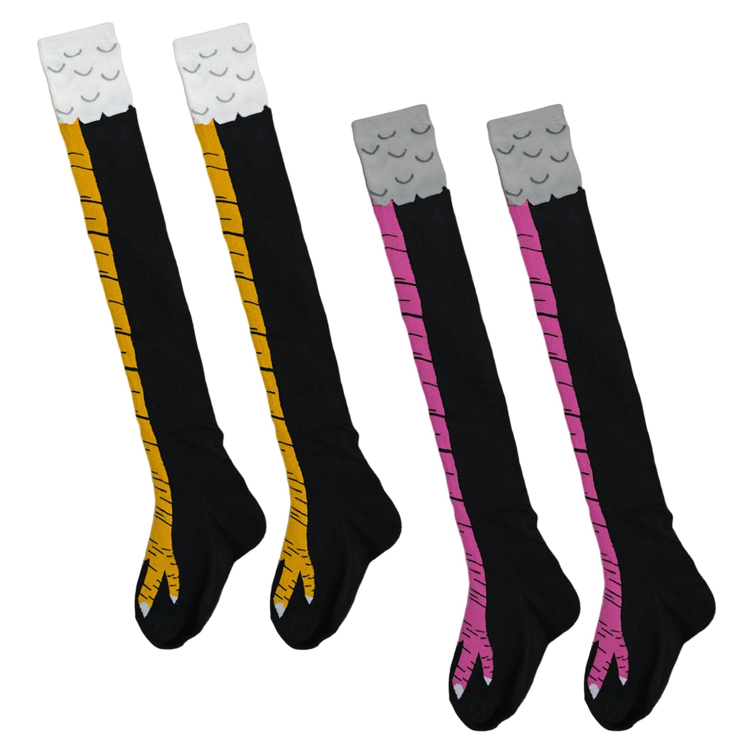 Ysdyy Unisex Rose Red 2 Pairs Of Chicken Paw Print Socks, Creative Cartoon Socks, Funny Socks, Interesting Socks, Over-The-Knee Socks, Role-Play Accessories