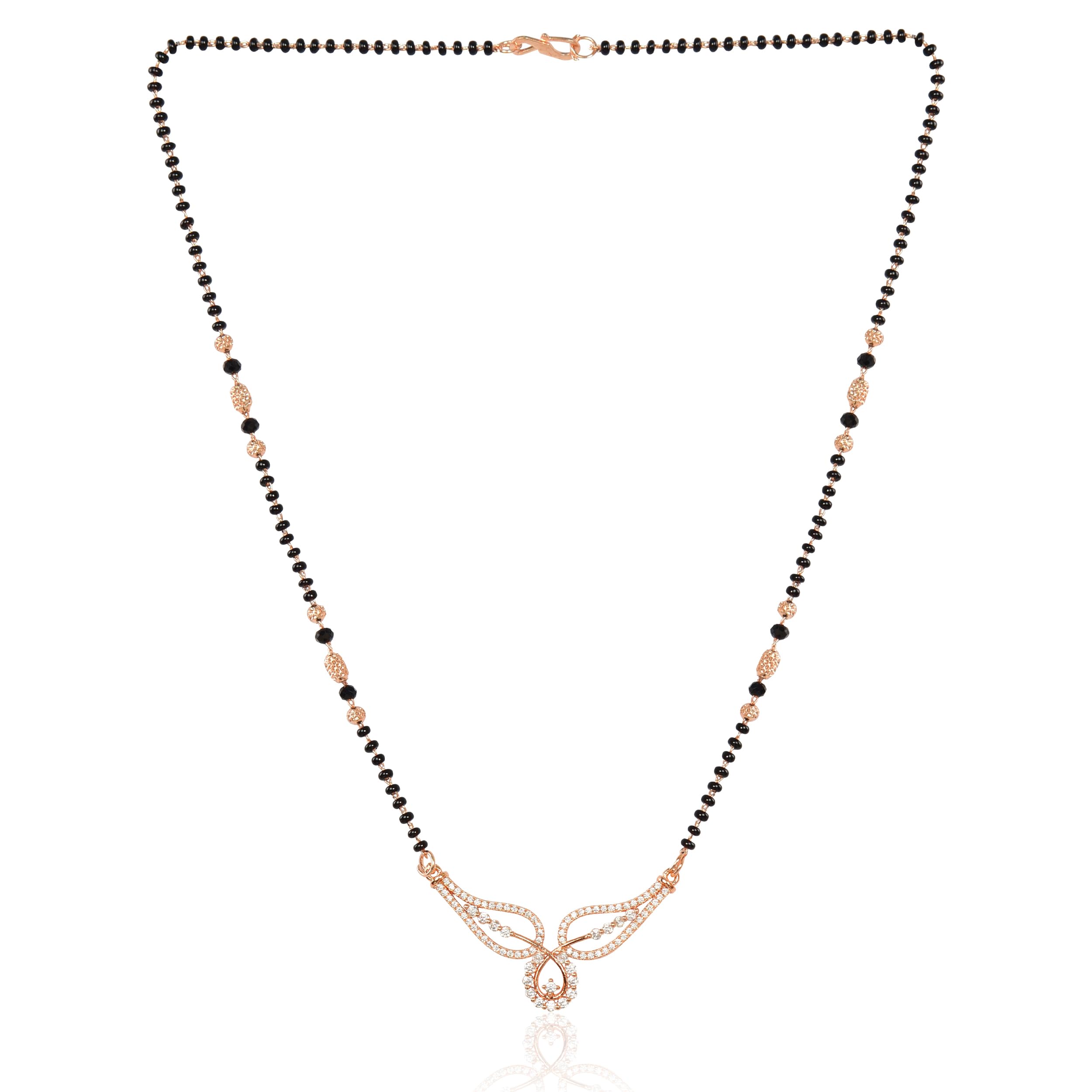 American Diamond Rose Gold Plated Designer Mangalsutra for Girls and Women (With Chain) (Style 4)