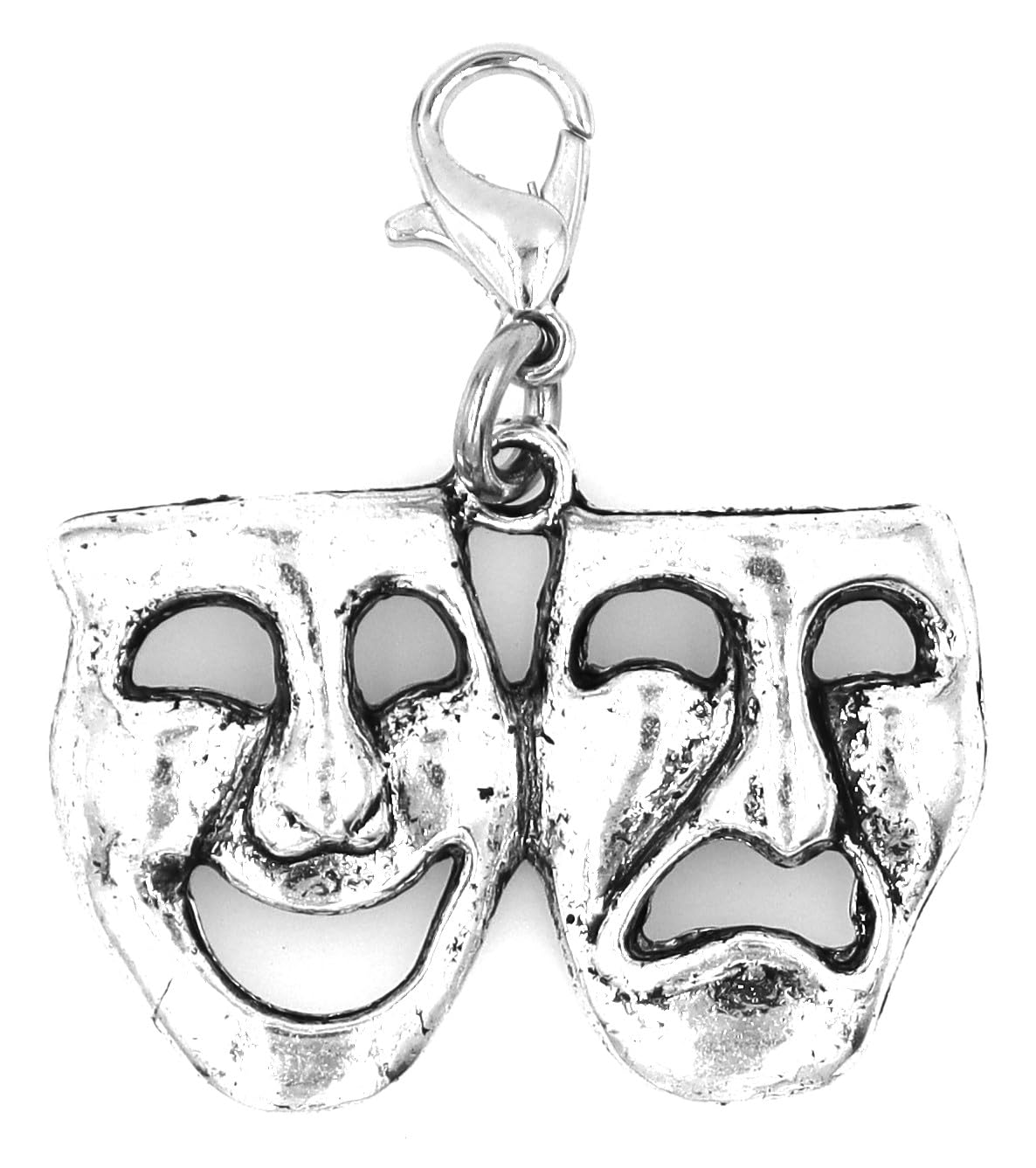 It's All About...You!Comedy & Tragedy Mask Stainless Steel Clasp Clip on Charm 80O
