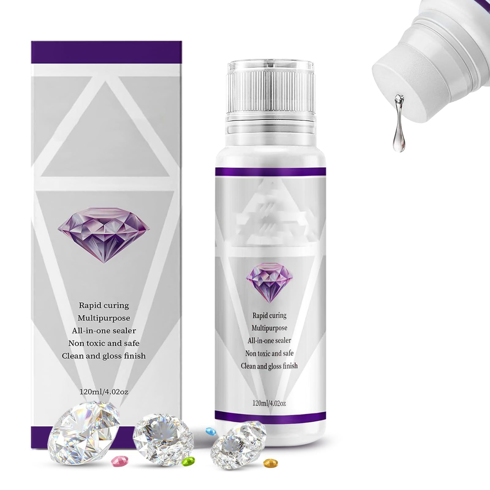 TERRIFI Diamond Painting Sealer 120ML, 5D Diamond Art Glue Sealer with Glue Scraper, Permanent Hold & Shine Effect, Accessories for Diamond Painting and Puzzle Glue