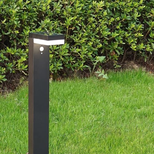 Borne Solaire LED Extérieure Maria 50cm – Design Moderne – Puissante 1000 Lumens (Eq. 80W) – Détecteur de Mouvement & 3 Modes – Aluminium Noir – 2 Fixations...