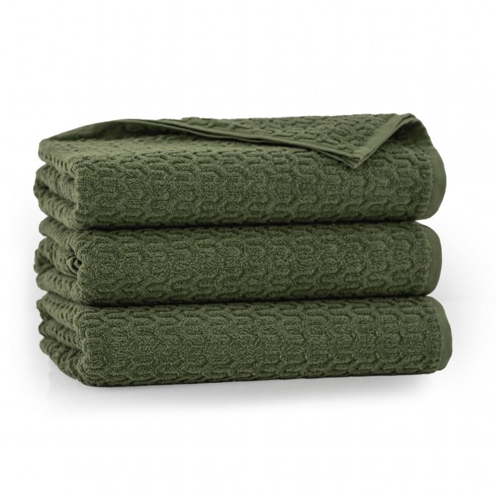 Serviette en coton égyptien Zwoltex : grand set de bain olive