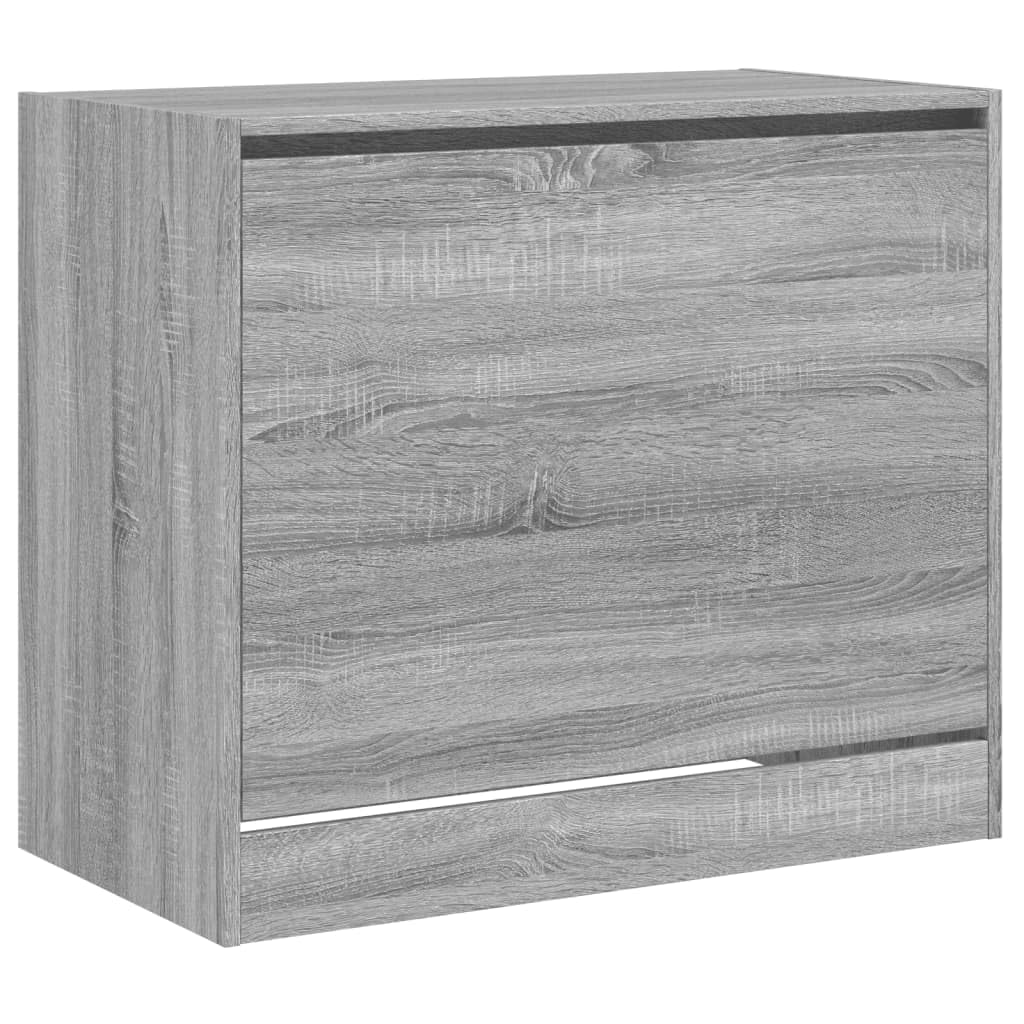 Armario para zapatos Sonoma Gris 80x42x69 cm Madera de ingeniería | 1 cajón plegable de 3 niveles, diseño compacto, tapa resistente para decoración, montaje en pared incluido