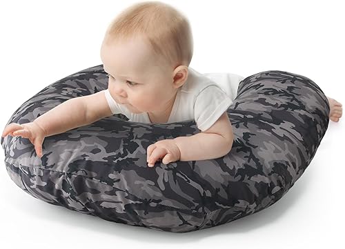 The Peanutshell Almohada de lactancia de camuflaje negro para lactancia materna Funda de almohada y lactancia para bebés niños