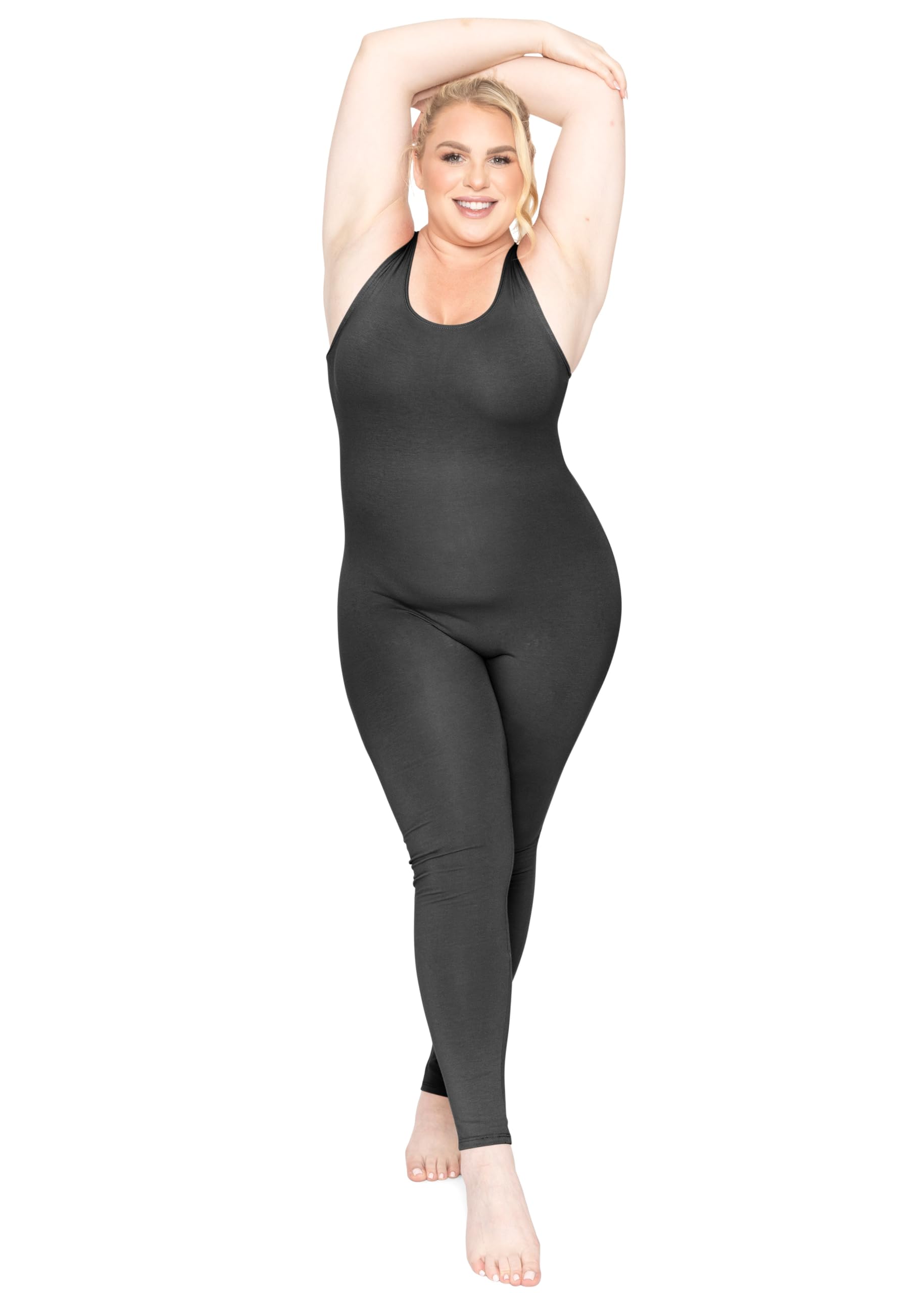 STRETCH IS COMFORT Womens Plus Size Tank Unitard Athletic Rompers For Women