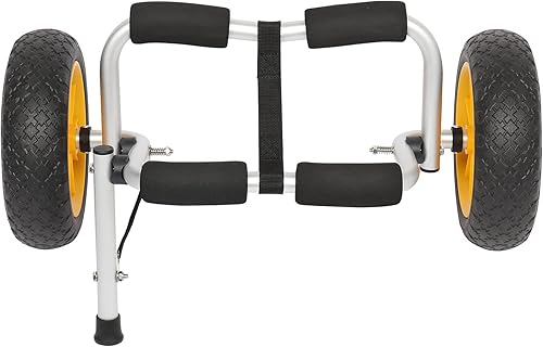 Bonnlo Kayak - Remolque plegable de aluminio para kayak con neumáticos sólidos de 10 pulgadas, carrito de ruedas universales para kayaks, carrito de