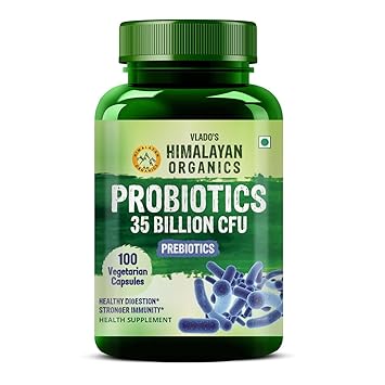 Vlado's Himalayan Organics Probiotics Supplement 60 Billion CFU+ Gut Health Supplements with Prebiotic I 24+ Probiotic Strains | Clinically Proven | For Bloating, Gas, Indigestion, IBS, IBD, Gut Health, I Probiotics Supplement for Gut Health - Men & Women – 60 Capsules - image, photos