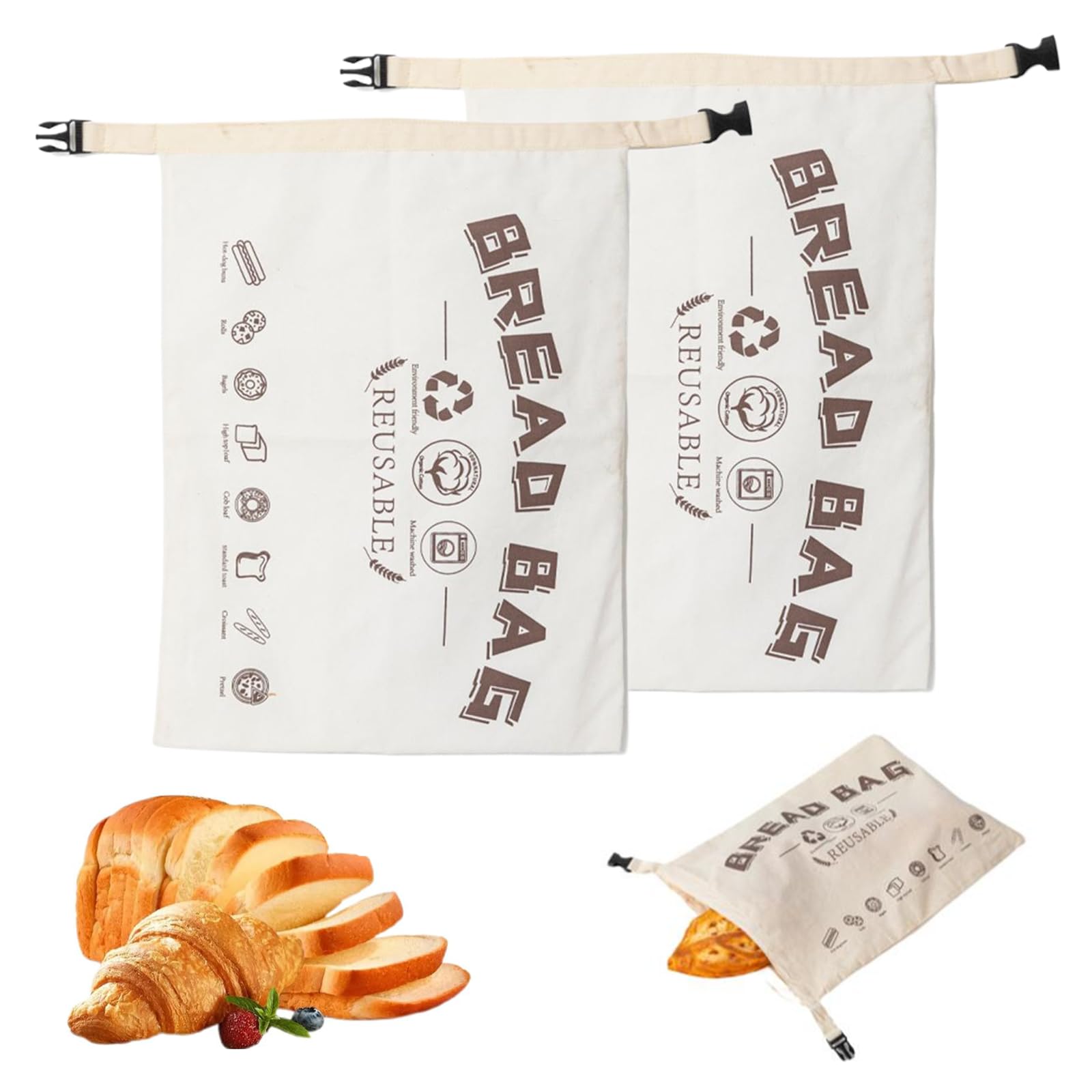Beeswax Bread Bags for Sourdough, Reusable Food Storage Bag, Natural Cotton and Beeswax Lined, Keep Freshness for Homemade Breads, Portable Sourdough Bread Bags, Keep Fresh, Breathable, Freezer Safe