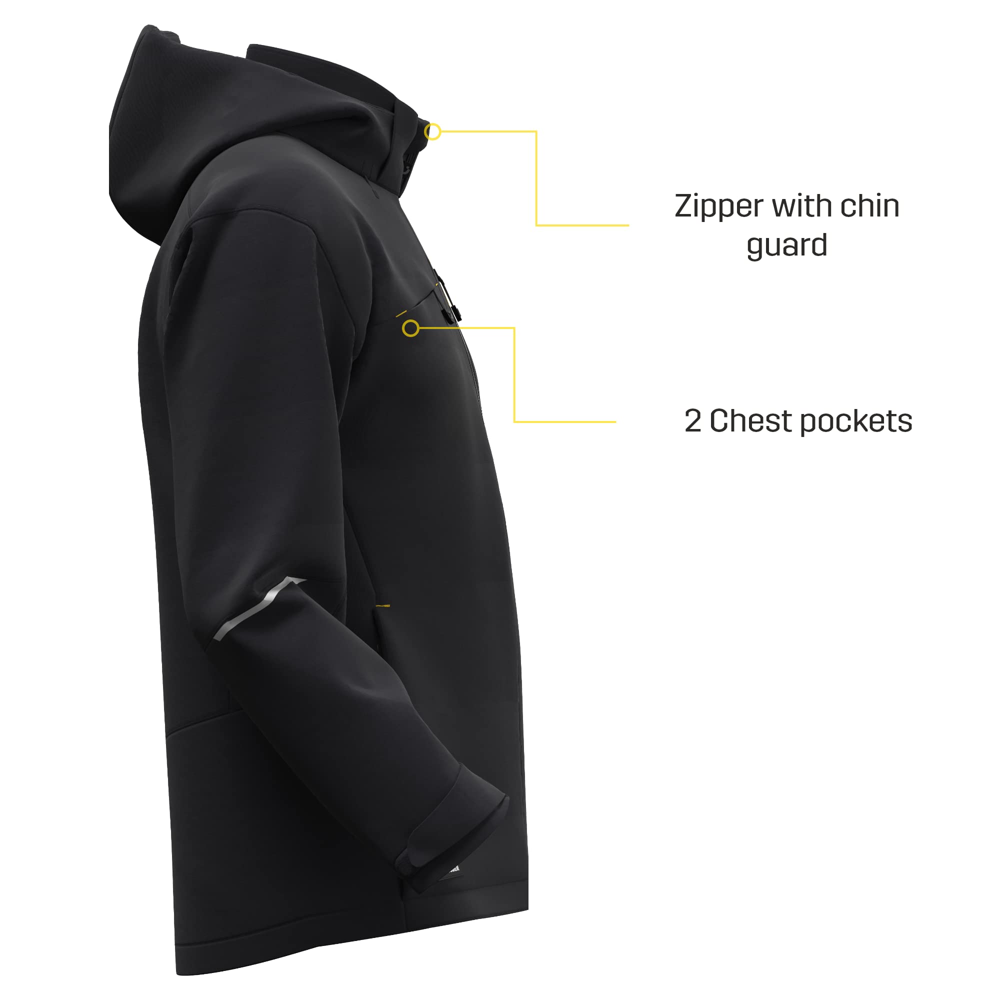 SAFETY JOGGER Kasai wodoodporna kurtka softshell dla mężczyzn - oddychająca kurtka robocza z praktycznymi kieszeniami, odblaskowe detale i odpinany kaptur, kurtka outdoorowa