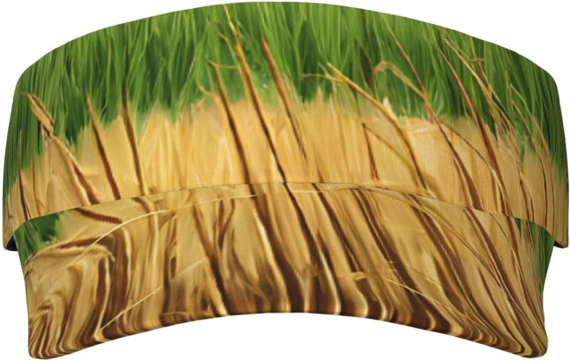 (Wheat Field) Adult Sun Visor Hat Adjustable Open Top Sports Cap Breathable for Men Women Beach Vacation Essentials Black