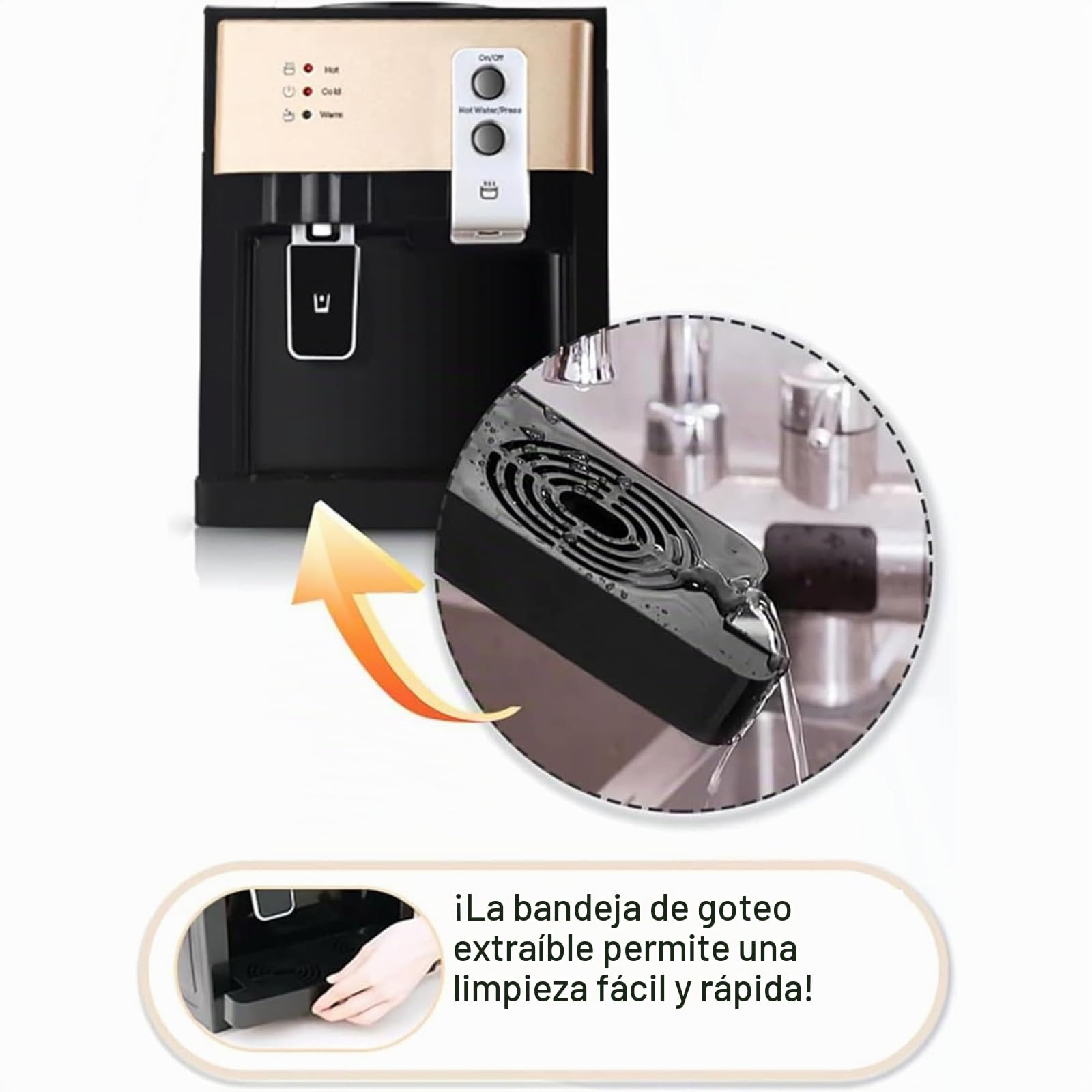 Dispensador de Enfriador de compresor de encimera - Dispensador de Agua, Agua Caliente y fría,001