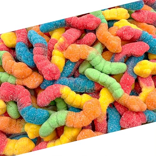 Sour Gummy Worms Candy | 1 Pound Bag | Assorted Fruit Flavored | Sour Gummies with Chewy Texture | Neon Gummi Worms for Parties, Snacking, and Buffets