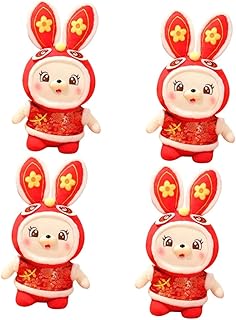 Amosfun 4 Pçs Ano Do Coelho Mascote Brinquedos De Mesa Brinquedos Figetsss Brinquedos De Pelúcia Coelho De Pelúcia Boneca De Pelúcia Coelho De Pelúcia Brinquedos De Coelho Lunar De