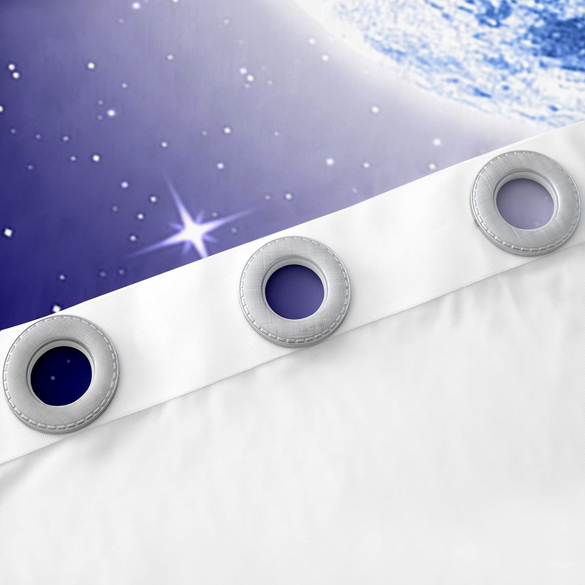 Tende Oscuranti Blu Navy Con Stelle E Luna – 2 Pannelli 132x244 Cm – Oscuranti Per Cameretta Bambini, Soggiorno – Tema Spazio, Galassia