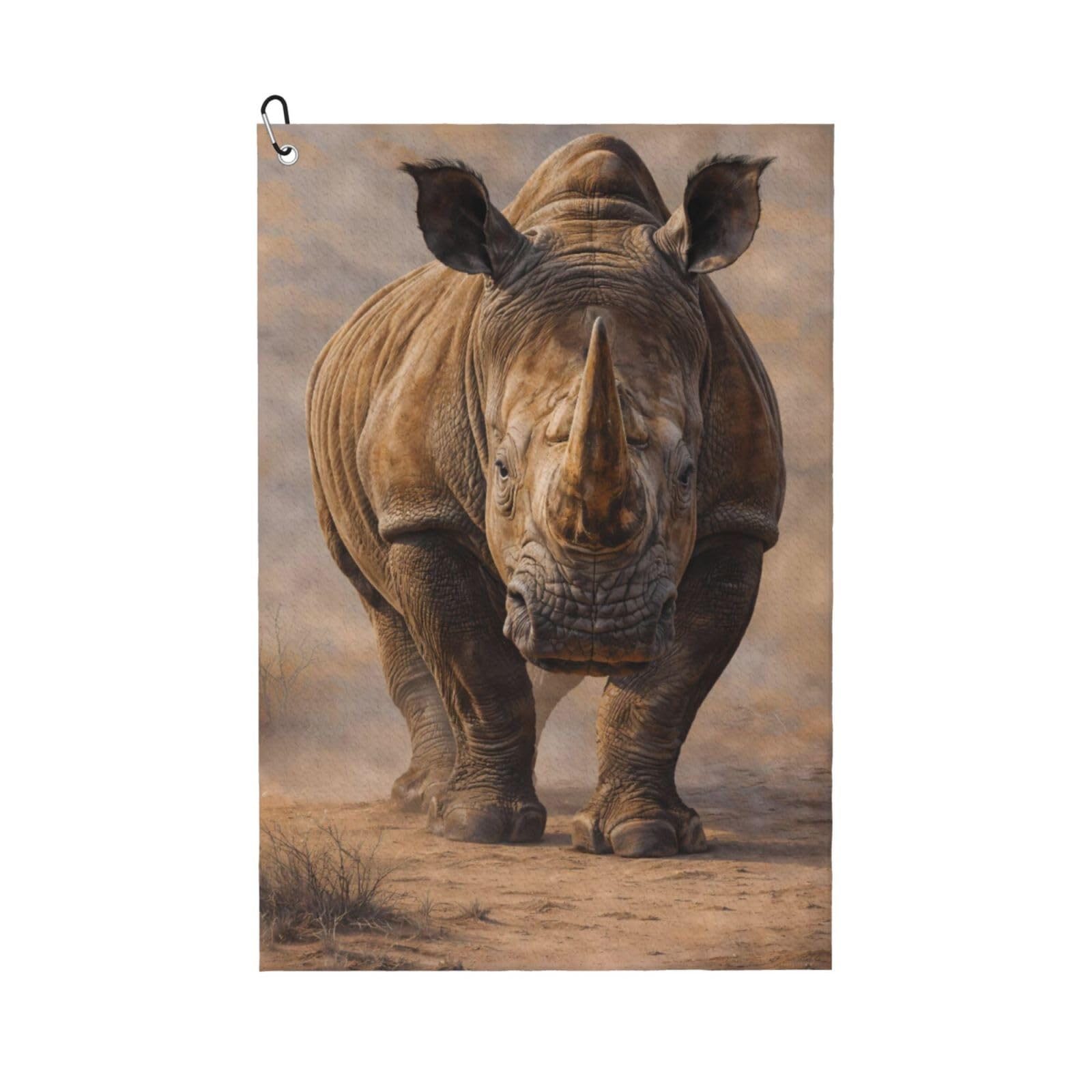 Oudrspo Aesthetic Wilderness White Rhino Multi-Functional Golf Towel | Absorbent Quick Drying 16x24in