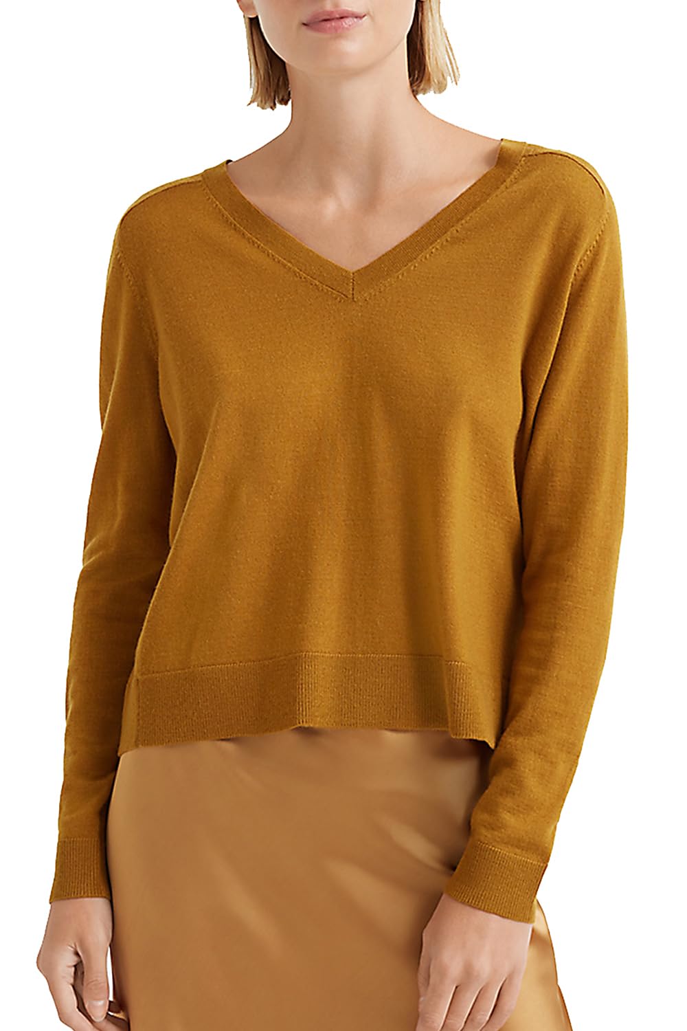 Suéter de lana merina para mujer, casual, ligero, cuello en V, manga raglán, suéter de punto holgado