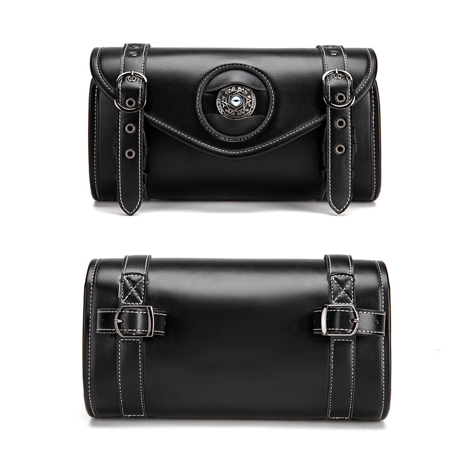 scosao Motorrad Gabel Werkzeugtasche PU-Leder Motor Satteltasche Lenkertasche Seitentasche Lenker Rolltasche für Harley Davidson Dyna Softail Sportster Scooters-A