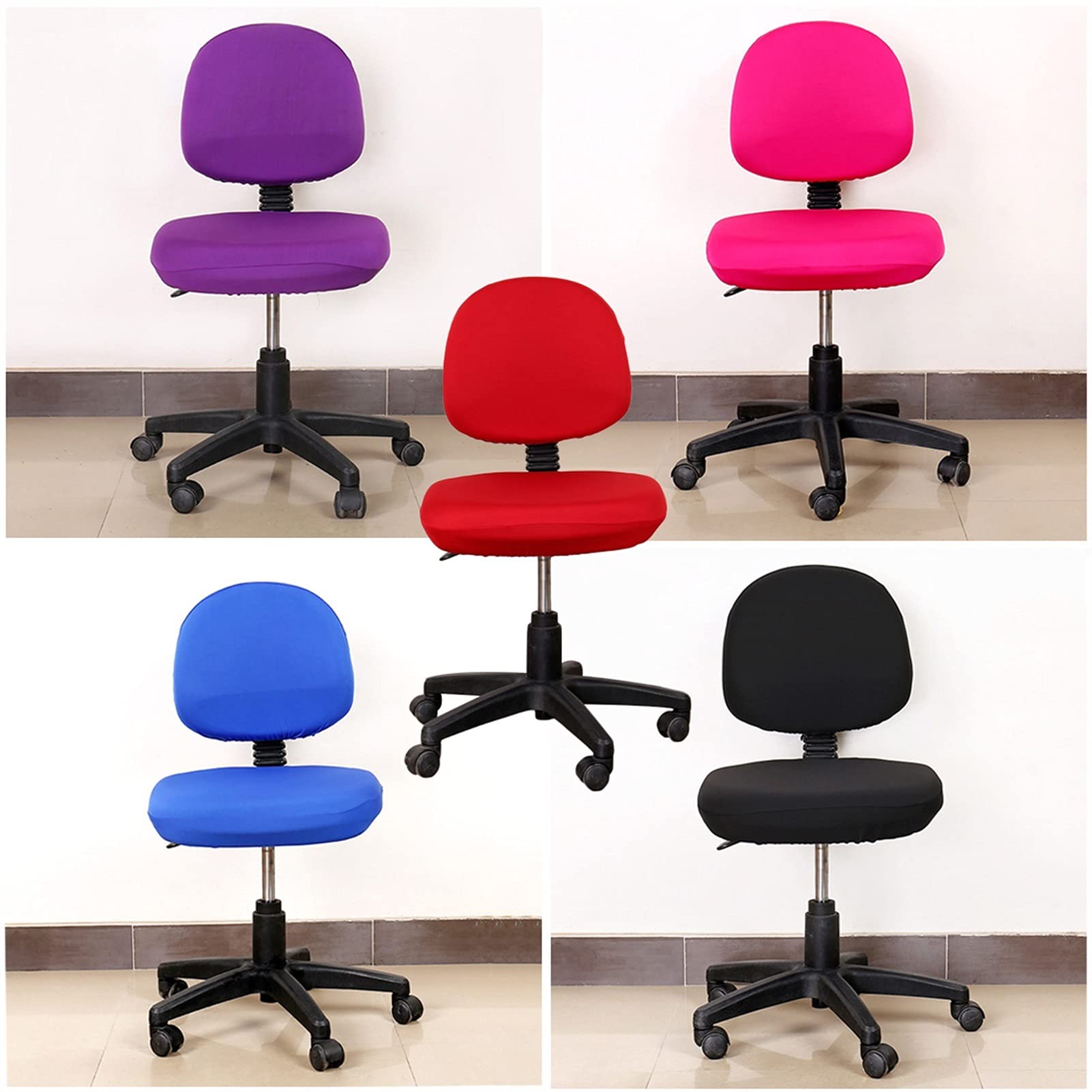 Oficina Computadora Silla de Juego Cubierta Tamaño Universal Estiramiento Elástico Spandex Silla Cubiertas Fundas Fundas sillas (Color : Sky Blue, Specification : No armrest Cover)