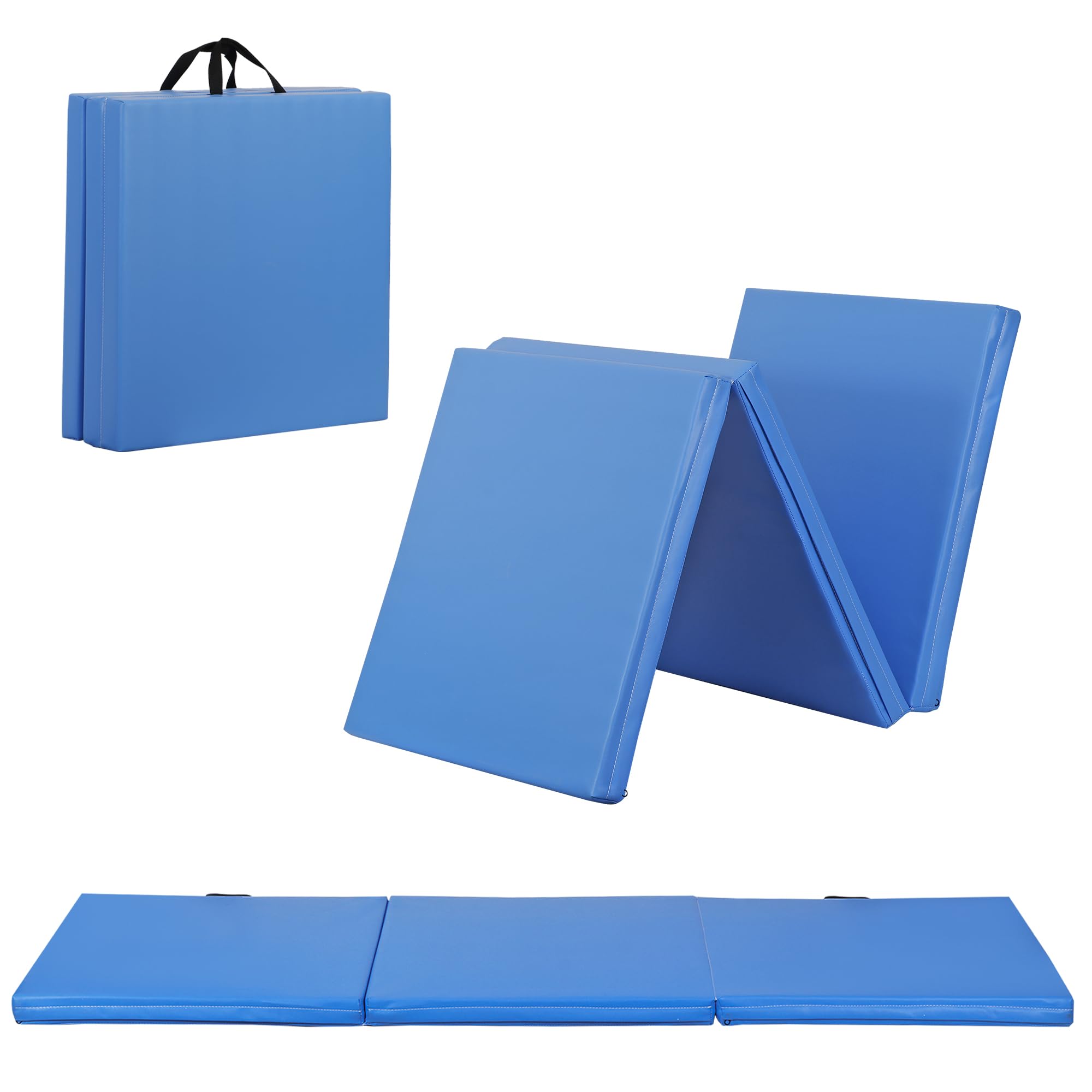 ZENY2’’ Thick Tri-fold Folding Gym Exercise Mat Extra Thick Gymnastics Mat Tumbling Mat with Carrying Handles for Home Workout, Core Workouts, Stretching, MMA, Yoga