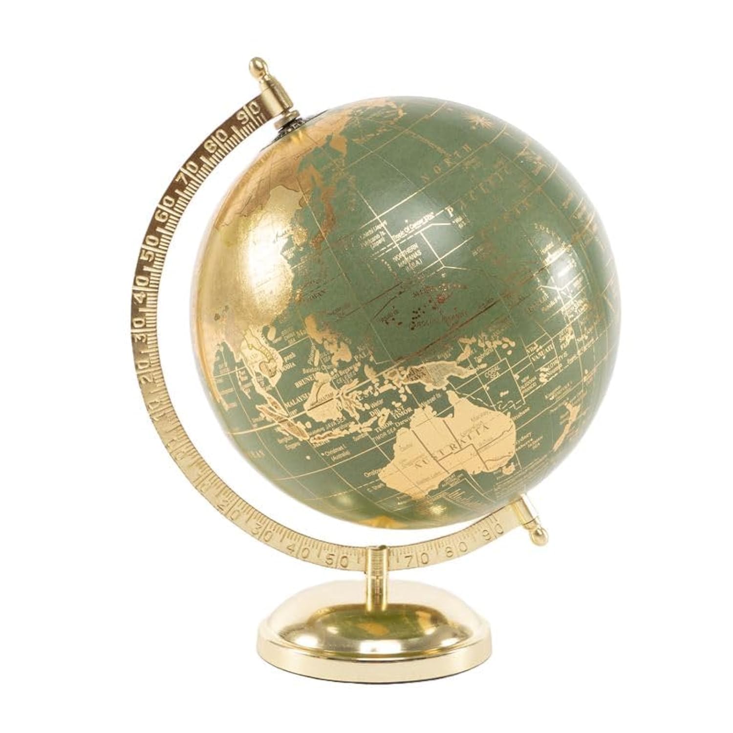 Mappamondo, Mappamondo 20cm con Supporto in Metallo Dorato - Decorazione e Regalo