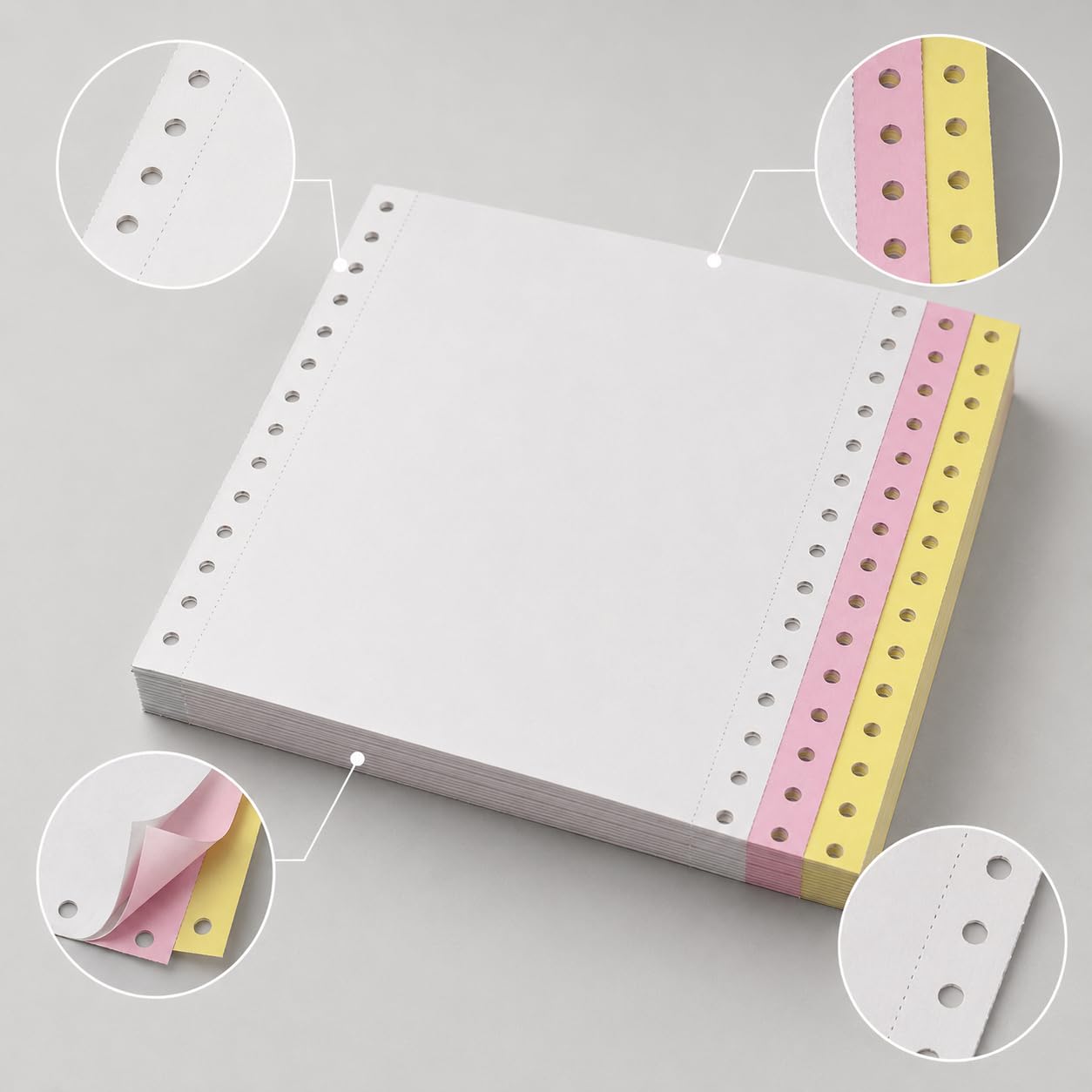 Durchschreibepapier Endlos für Nadeldrucker, Mehrlagiges Computerpapier, für Formulare, Grün, 3-fach, ganzes Blatt