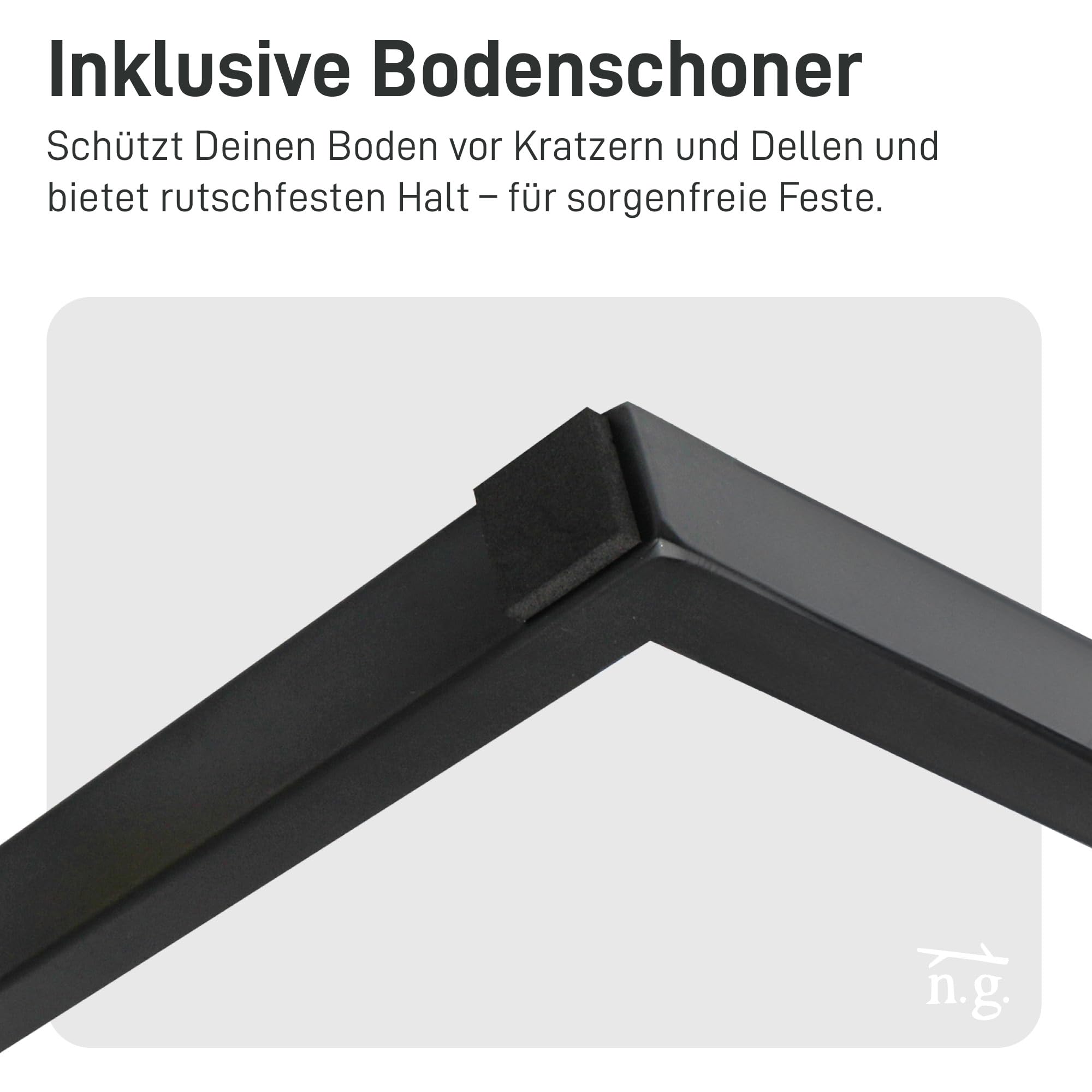 Natural Goods Berlin 2er Set Gartentisch Gestell klappbar (Schwarz, 70x42 cm) – Metall Tischbeine im Kastenprofil für Bierzeltgarnituren – Stabiles Tischgestell für Garten, Terrasse & Camping