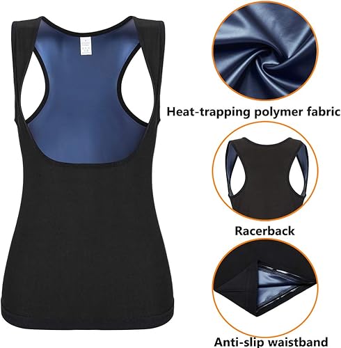 Miniatura 5 de OKHOTY Chaleco de sudor para mujer, chaleco de entrenamiento de cintura para mujer, traje de sauna, camiseta sin mangas, moldeador de cuerpo