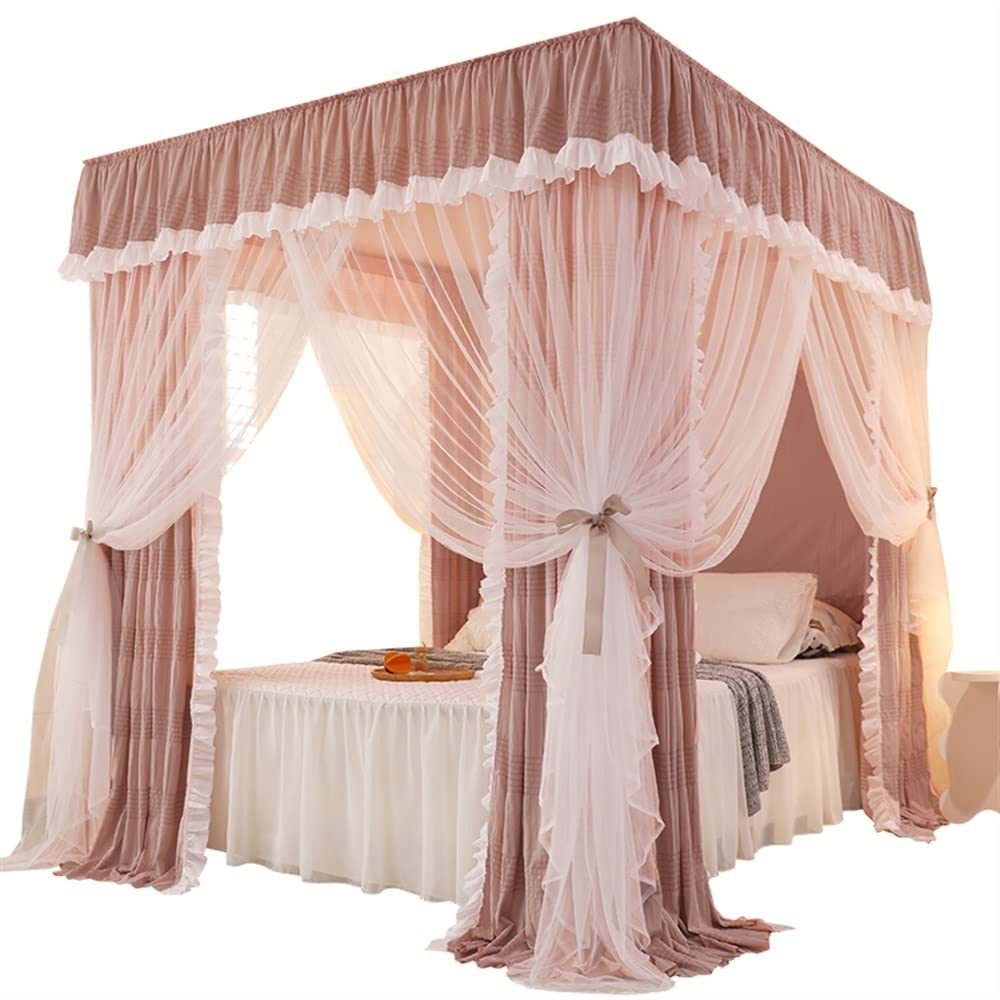 GJMSSMY Bed Canopy Bedroom Mosquito Net, Mesh & Shading Cloth Bed Canopy, Princess Bedroom Decorative Bed Curtain (Color : Style 2, Size : 2x2.2x2m)