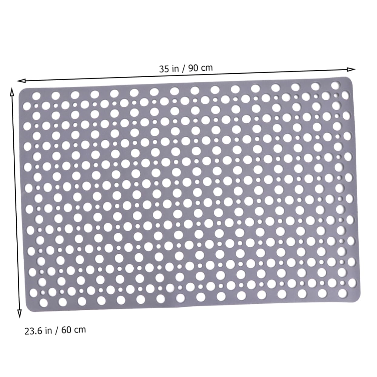 Alfombra de Ducha Antideslizante Ventosa, Hueca, PVC | 60 X 90cm, Gris, para Casa y Hotel, Diseño Perforado para Uso en Cabina
