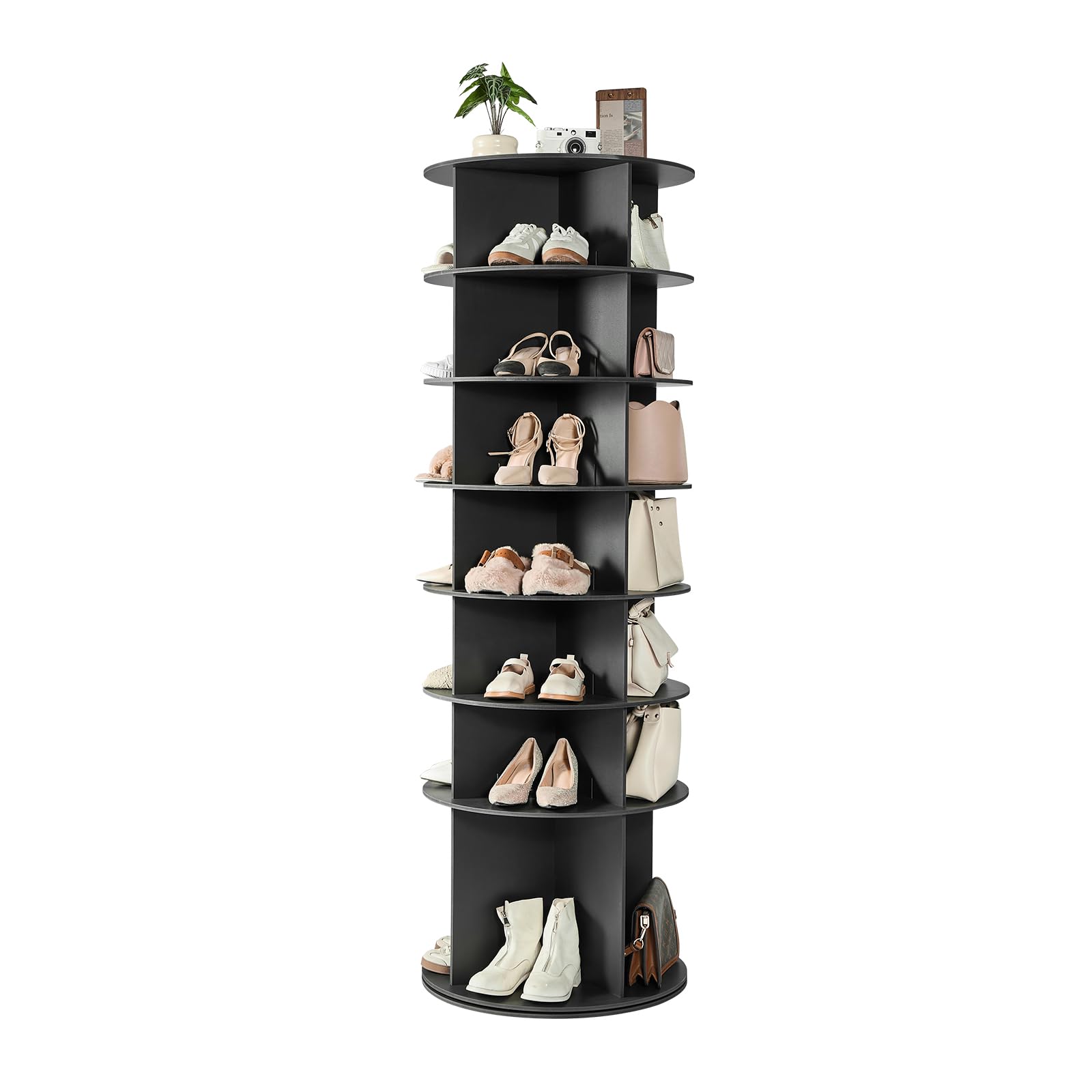 VEVOR Étagère à Chaussures rotative à 7 Niveaux, présentoir à Chaussures Rotatif à 360°, Organisateur sur Pied de Type Plateau tournant pour 28 Paires, pour Chambre, Salon, entrée, Dressing, Noir