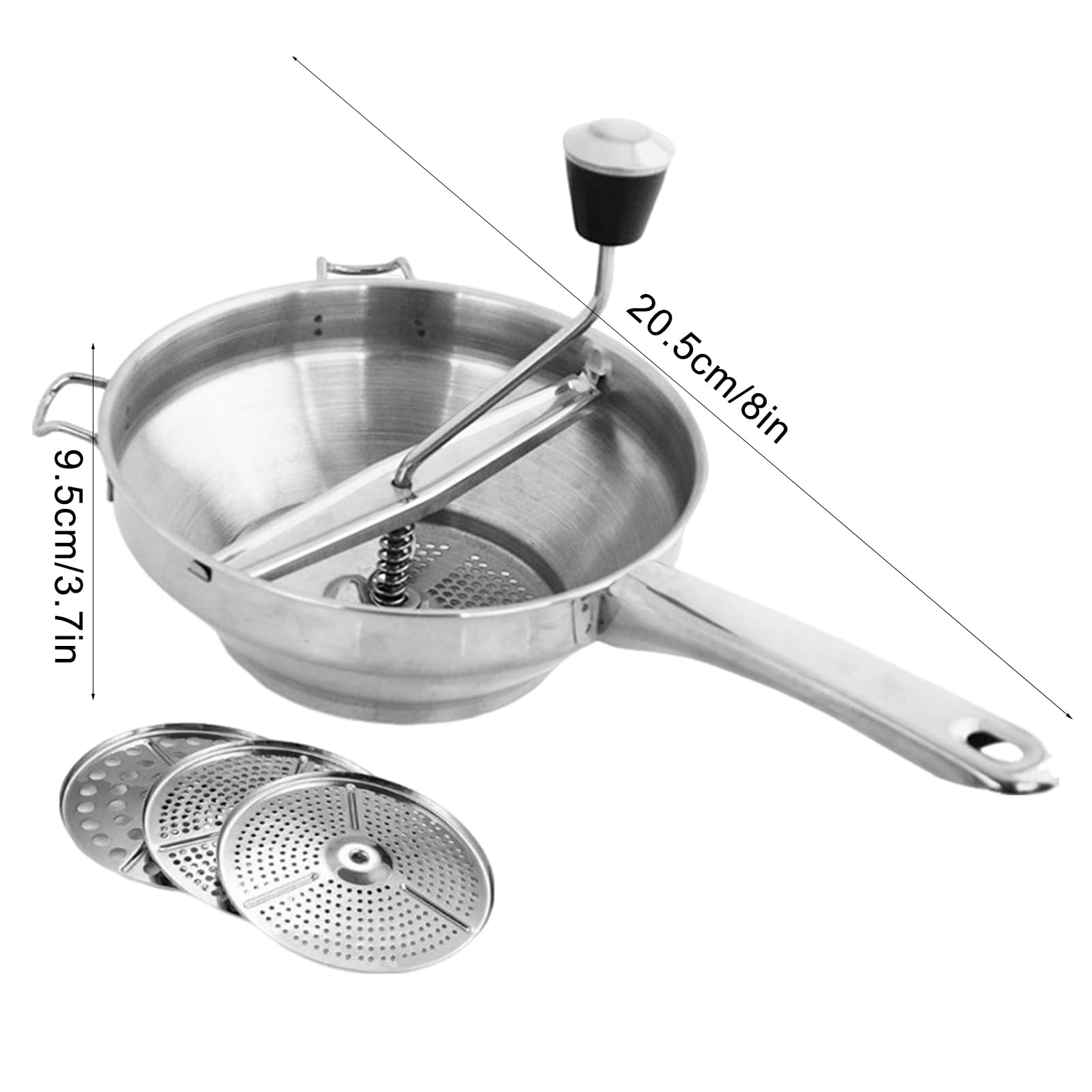 Moulin alimentaire pour sauce tomate, purée de pommes de terre,Presse-tomates Presse-pommes de terre en acier inoxydable avec poignée | Presse-purée ergonomique, passoire à tomates pour sauce tomate,