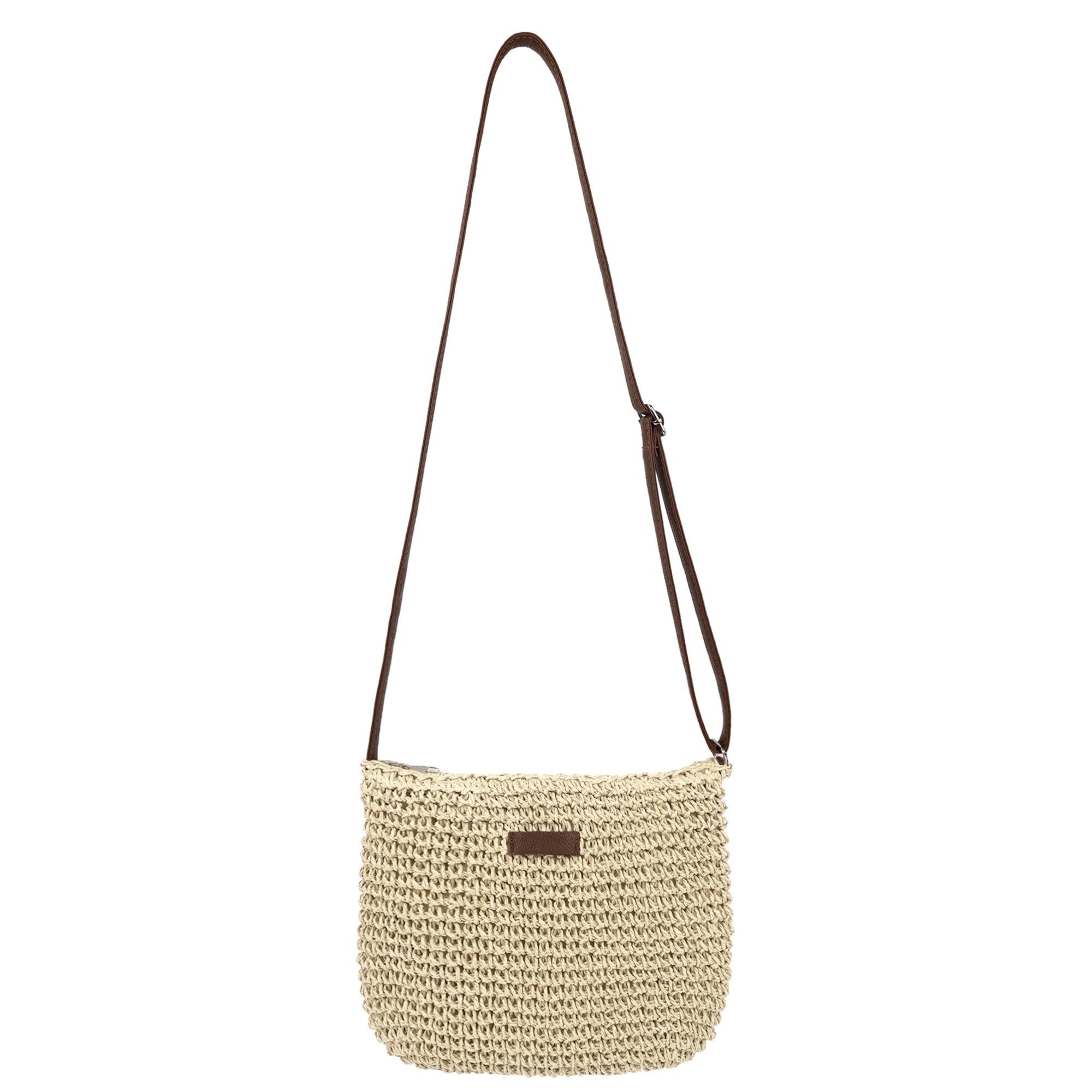 Youjaree Straw Crossbody Bag for Women Handmade Woven Beach Bag Vacation Shoulder Handbag Purse for Summer (Beige)