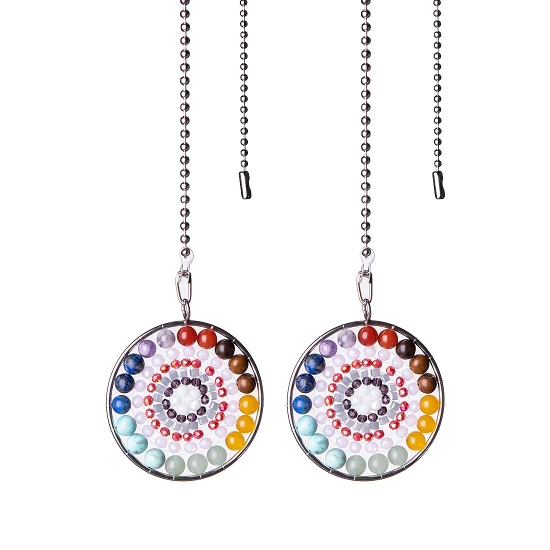 LONGSHENG Mandala Beads Tree of Life Fan Pull Chain Fan Light Replacement Extender Pull Chain, Pack of 2