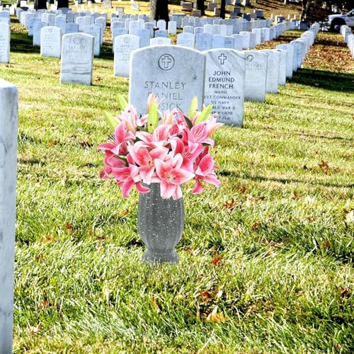 Cemetery vase for Grave Decorations,Flower Holders for Cemetery vases with Metal Spikes&Drain Stopper,Grave Decorations for Cemetery Headstone Vase,Ideal for Honoring The Loss of L image 6