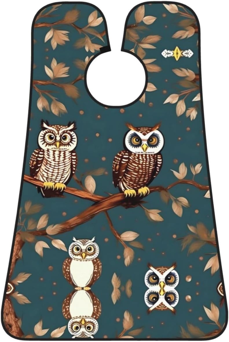 Owls On Tree Branches Print Beard Bib Apron For Men, Beard Hair Catcher For Men Shaving Trimming,Beard Cape Cloth