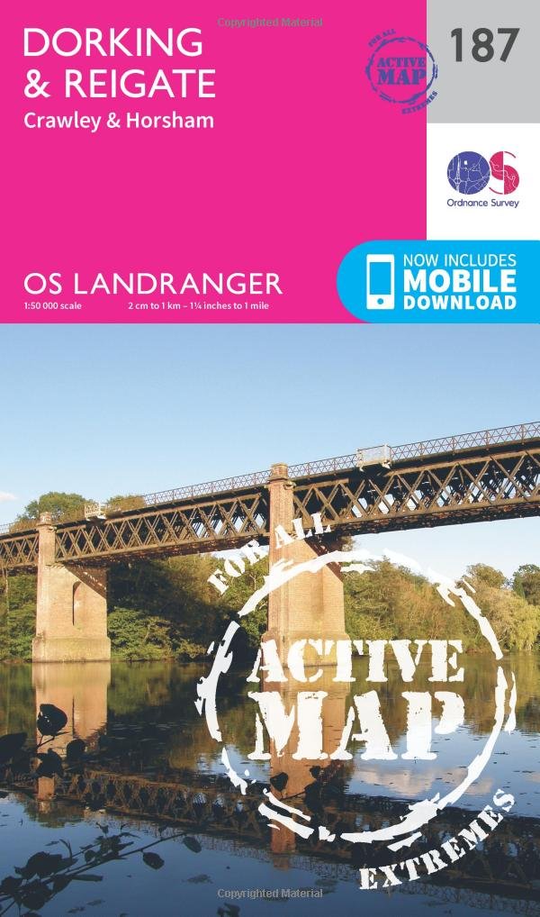 Dorking & Reigate Map | Weatherproof | Crawley & Horsham | Ordnance Survey | OS Landranger Active Map 187 | England | Walks | Cycling | Days Out | Maps | Adventure