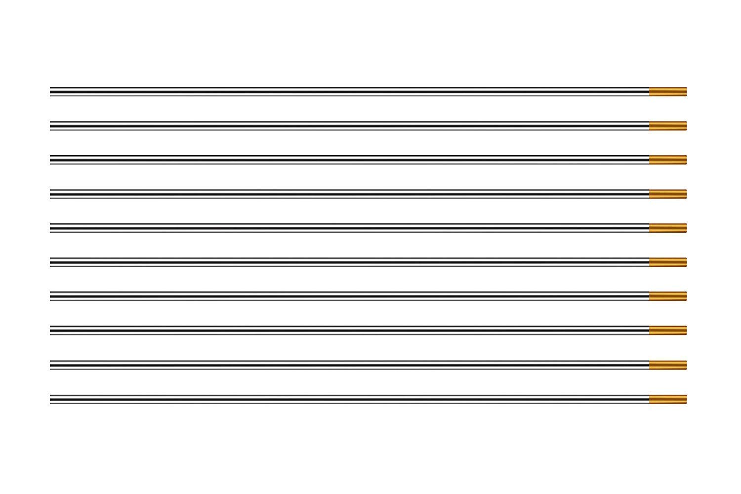 TEN-HIGH Soudage TIG Électrodes en tungstène, 1,5% de Lanthane, WL15 (Or), 2,0 mm x 175 mm de 10 pièces par paquet
