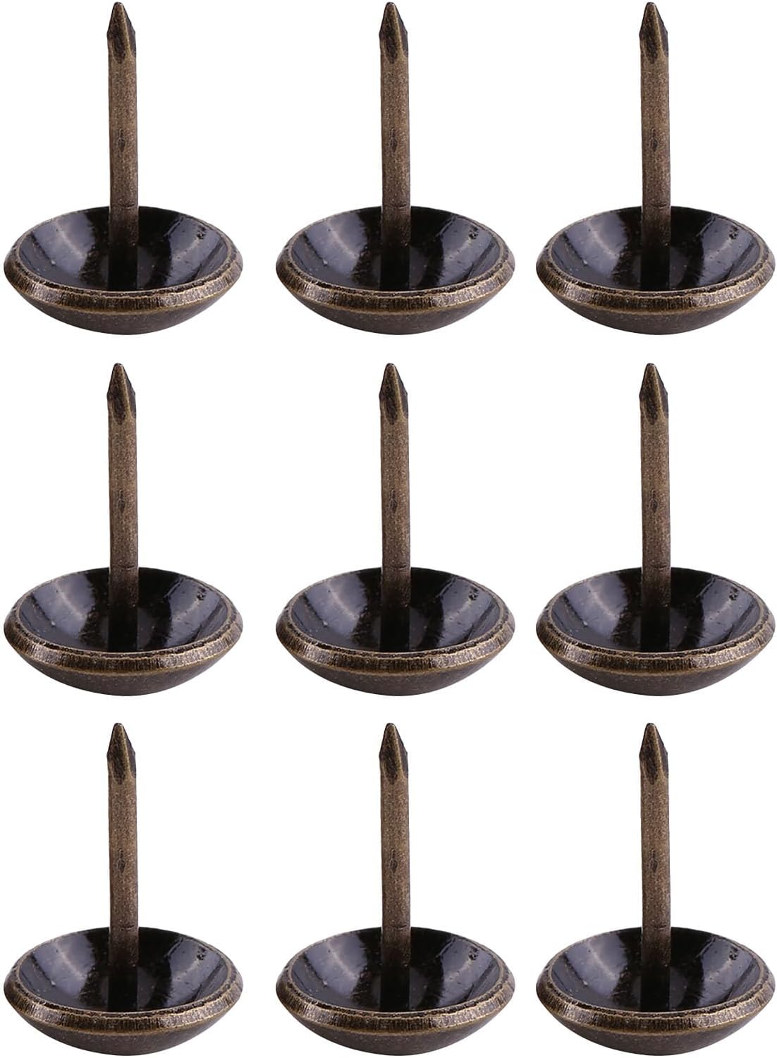 Hilitand 100pcs Upholstery Tacks, Furniture Nails Pins Antique Sofa Rivet Upholstery Pins Craft Thumbtack Tack Brass (Smooth Nails 12x17mm)