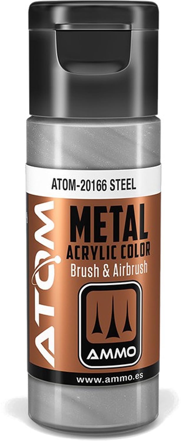 Ammo Mig Atom-20166 - Atom Metallic Steel 20ml - New