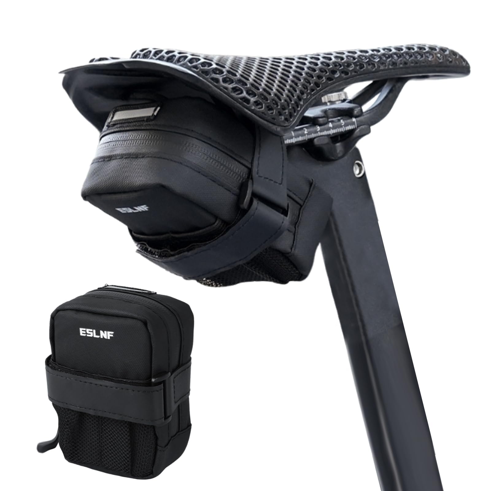 Fyfjur Mini Satteltaschen für Fahrrad, Kompakte Tragbare Fahrradtasche Sattel wasserdicht mit Netztasche, Reflektierende Satteltasche Rennrad für Rennräder Mountainbikes Citybikes (11x8x4cm)
