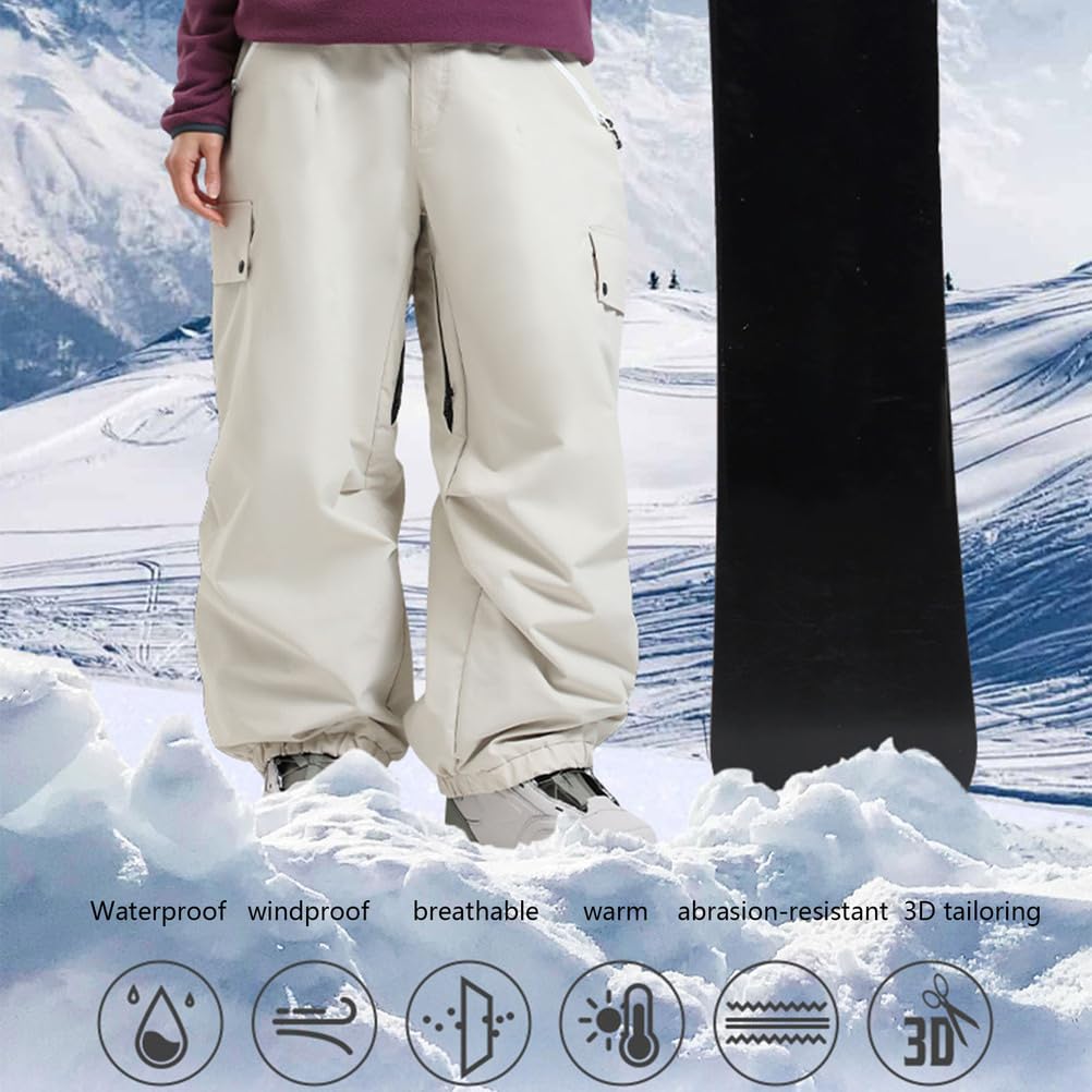 off White, Pantaloni da Neve da Uomo e da Donna, Larghi da Snowboard e da Sci, Impermeabili Antivento Caldi Isolati, Pantaloni da Neve Invernali Unisex