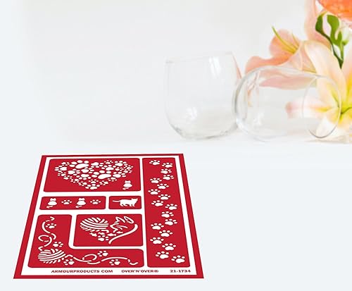 Miniatura 4 de 2 plantillas de grabado Armour Etch sobre vidrio reutilizables  Plantillas de gatitos para pintar, hacer manualidades  Plantilla de gatito gato,