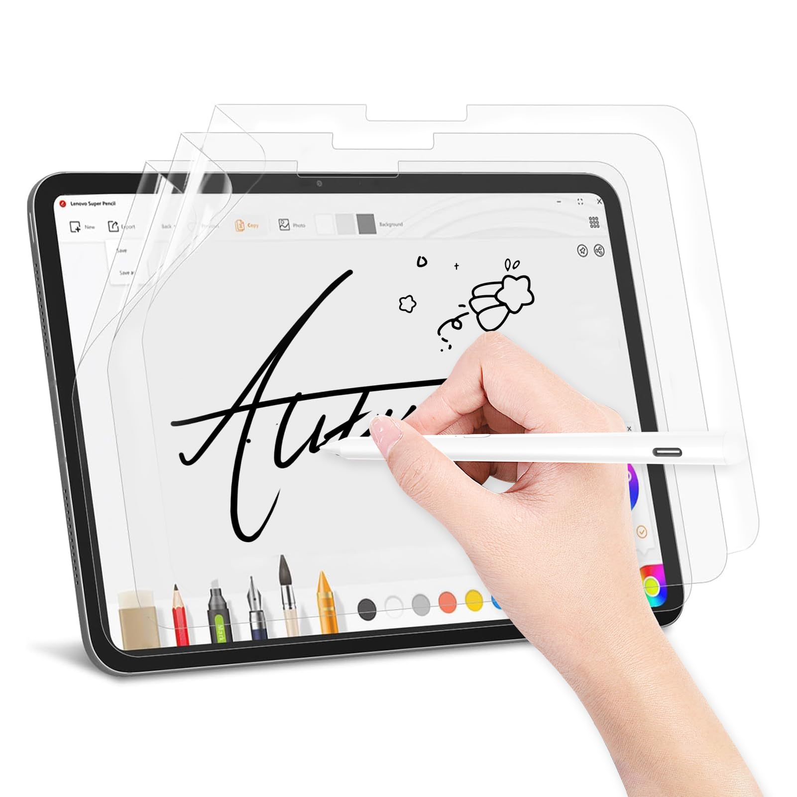 3 sztuki papierowej folii ochronnej kompatybilnej z iPad 11. generacji 2025, iPad 10. generacji 2022, iPad Air 11 M2 2024 i M3 2025, matowa folia ochronna PET do rysowania, pisania, folia