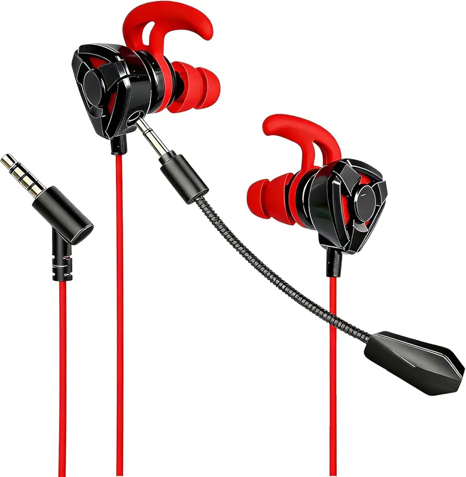 Fones de ouvido com microfone para jogos, fones com fio para jogos, compatíveis com PC, PS4, PS5, Xbox One, fones estéreos com graves destacáveis, cancelamento de ruído, com microfone(vermelha)