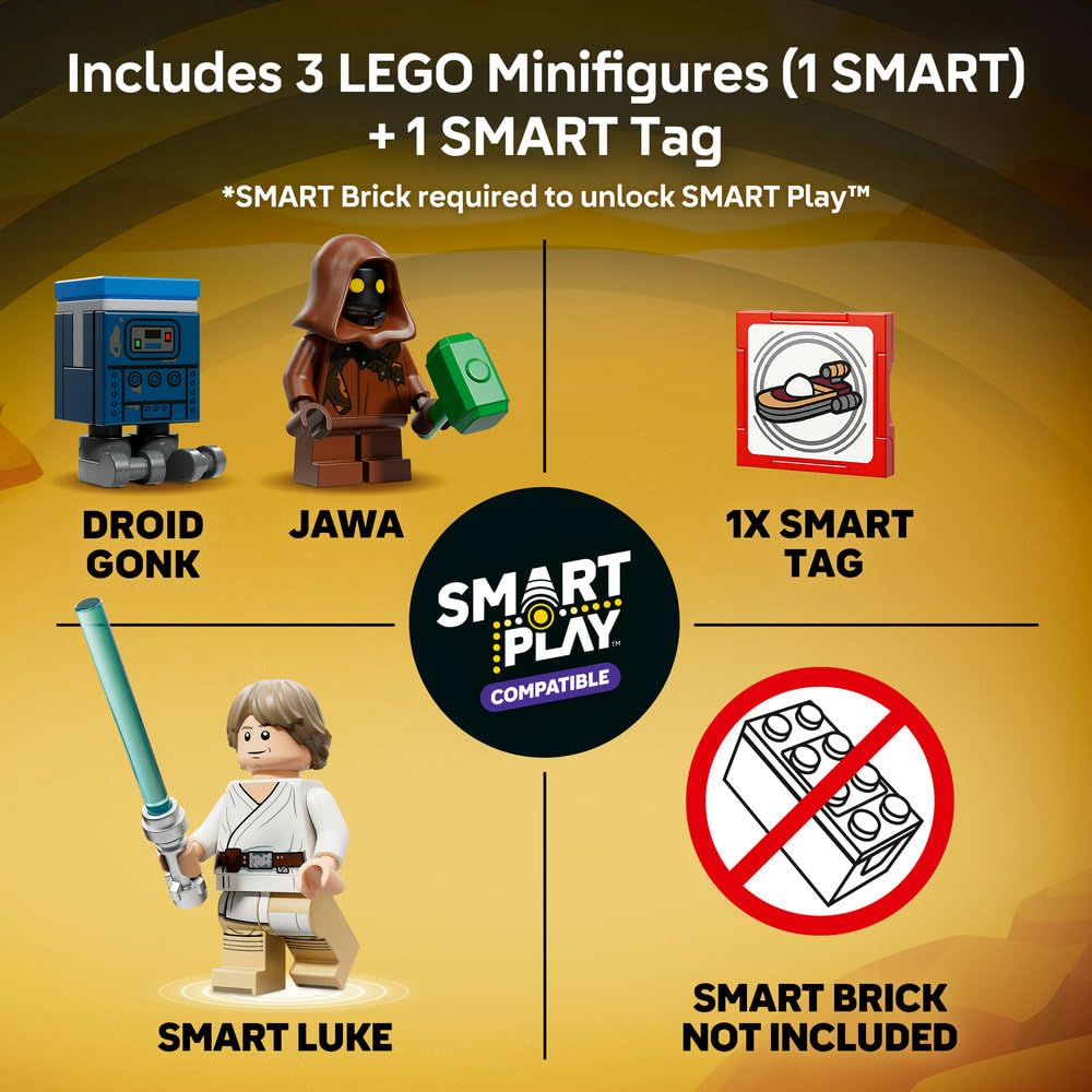 LEGO Star Wars 75420 SMART Play: Śmigacz Luke'a, interaktywna zabawka dla dziecka, zestaw kompatybilny z 1 x SMART Tagiem i minifigurką Luke'a Skywalkera - prezent dla dzieci od 6 lat i fanów